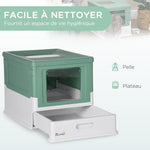 Maison de toilette pour chat pliable double porte battante et supérieure pelle fourni 47,5 x 35,5 x 36,7 cm vert