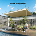 Toile de toit pour pergola tonnelle rétractable de 4 x 3 m - toile uniquement 350 x 260 cm beige