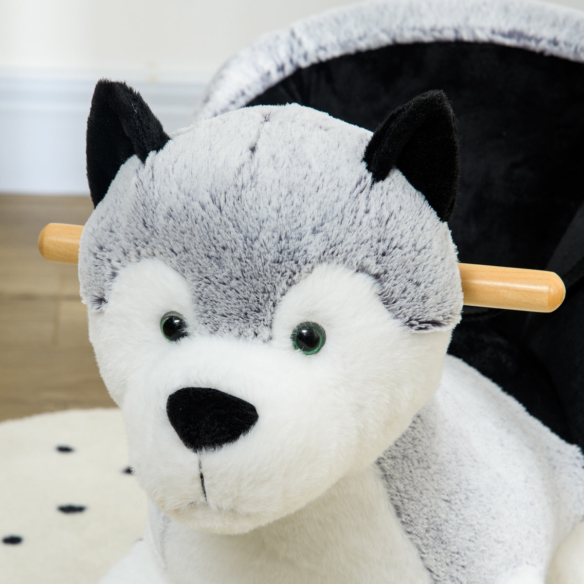 Husky à bascule pour enfants cheval à bascule jouet à bascule bébé 18-36 mois - musique poignées ceinture de sécurité