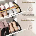 Meuble à chaussures 15 paires, armoire à chaussures moderne avec 2 tiroirs rabattables, 83x24x90,5cm, blanc