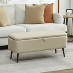 2-in-1-Sitzbank mit Stauraum aus Stoff und schwarzen Stahlbeinen, 102 x 40 x 39,5 cm, beige