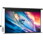 Pantalla de proyección motorizada de 120 pulgadas, 16:9 4K HD, montaje en pared o techo con mando a distancia, 297x8x183 cm