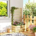 Jardinière avec treillis, bac à fleurs avec brise-vue, trou de drainage et doublure intérieure, 60 x 39 x 120 cm, bois naturel
