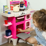 Cuisine enfant jouet d'imitation, dinette pour enfant avec lumières et sons réalistes, 52,5 x 22 x 100 cm, rose
