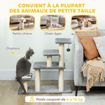 Escalier pour animaux domestiques réglable 3/4 marches échelle pour chat chien griffoirs sisal 70 x 32 x 68 cm gris