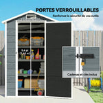 Abri de jardin en plastique avec plancher porte verrouillable fenêtre et ventilation  128 x 104 x196 cm gris