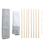 Tente Teepee Indien Tente de jeu pour Enfant Style Graphique - dim. 1,2L x 1,2I x 1,55H m - Porte refermable Fenêtre Tapis Coussin Sac Transport Inclus - à l'Intérieur à l'Extérieur Gris Blanc