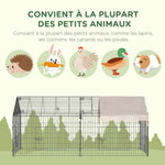 Clôture pour petits animaux cage pour animaux domestiques cadre en métal galvanisé 4 piquets de sol noir et beige