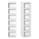 Lot de 2 étagères colonnes Armoire de Rangement CD-DVD 6 + 6 Compartiments dim. 21L x 19l x 88H cm capacité Max. 160 CD Blanc