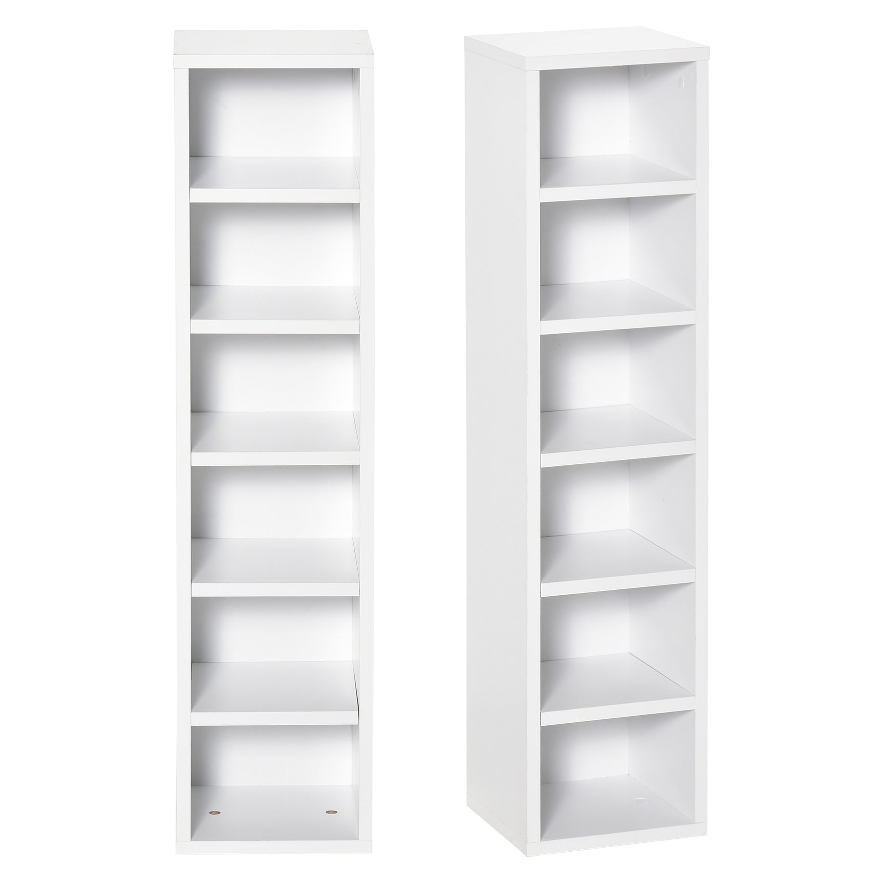 Lot de 2 étagères colonnes Armoire de Rangement CD-DVD 6 + 6 Compartiments dim. 21L x 19l x 88H cm capacité Max. 160 CD Blanc
