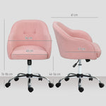 Chaise de bureau, fauteuil de bureau ergonomique, hauteur réglable, assise et dossier rembourrés, rose