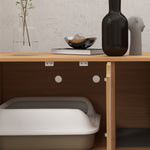 Meuble à litière maison de toilette sur pieds pour chat 2 en 1 portes style scandinave 80 x 48 x 48 cm naturel et blanc
