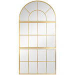 Miroir mural arqué miroir mural en forme de fenêtre ensemble de 3 pièces cadre en métal 76 x 150 cm doré