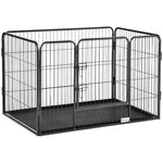 Enclos parc pour chien 4 panneaux en métal grillagé avec Porte Verrouillable, dim. 109L x 74l x 71H cm