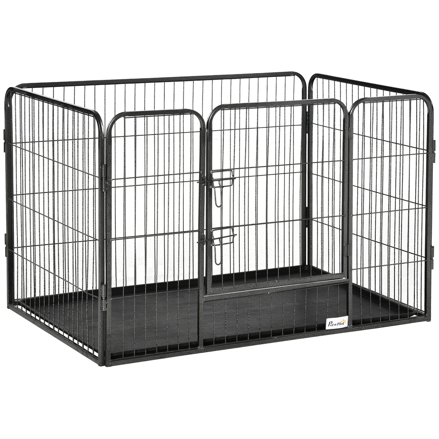 Enclos parc pour chien 4 panneaux en métal grillagé avec Porte Verrouillable, dim. 109L x 74l x 71H cm