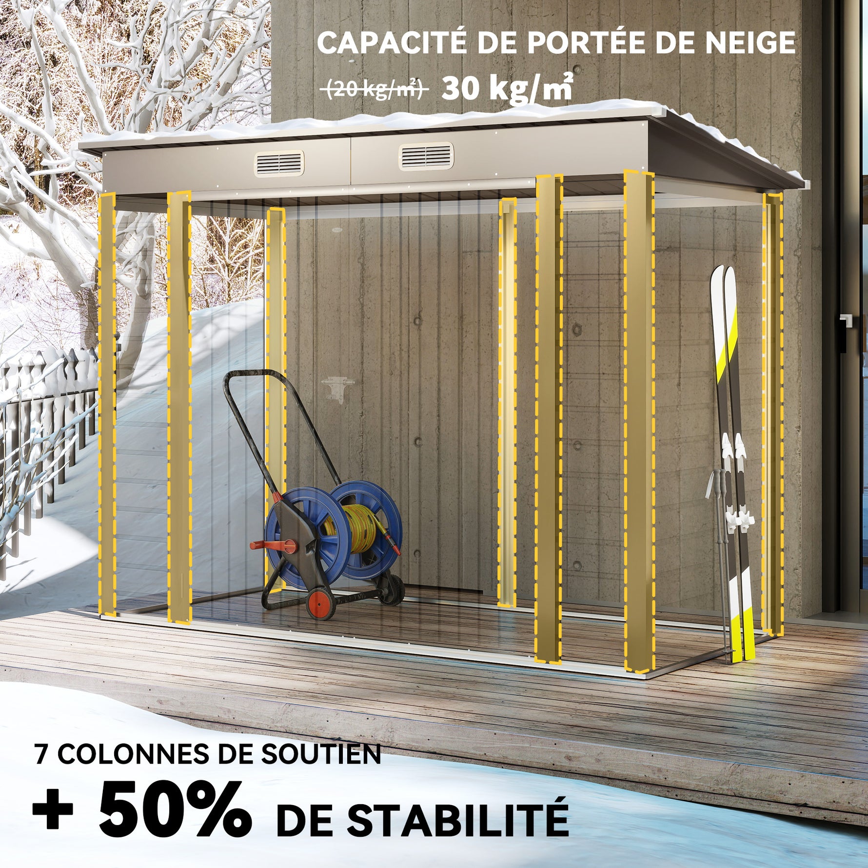 Abri de jardin en métal 3 m² facile à monter, cabane de jardin structure en acier galvanisé améliorée gris clair