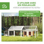Poulailler pour poules cage à poule avec nichoir porte et toit ouvrable pour 4 et 8 poules 240 x 112,5 x 76 cm blanc