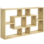 Étagère murale bibliothèque 8 cubes, meuble de rangement, design moderne, 85 x 14,5 x 47,5 cm, chêne