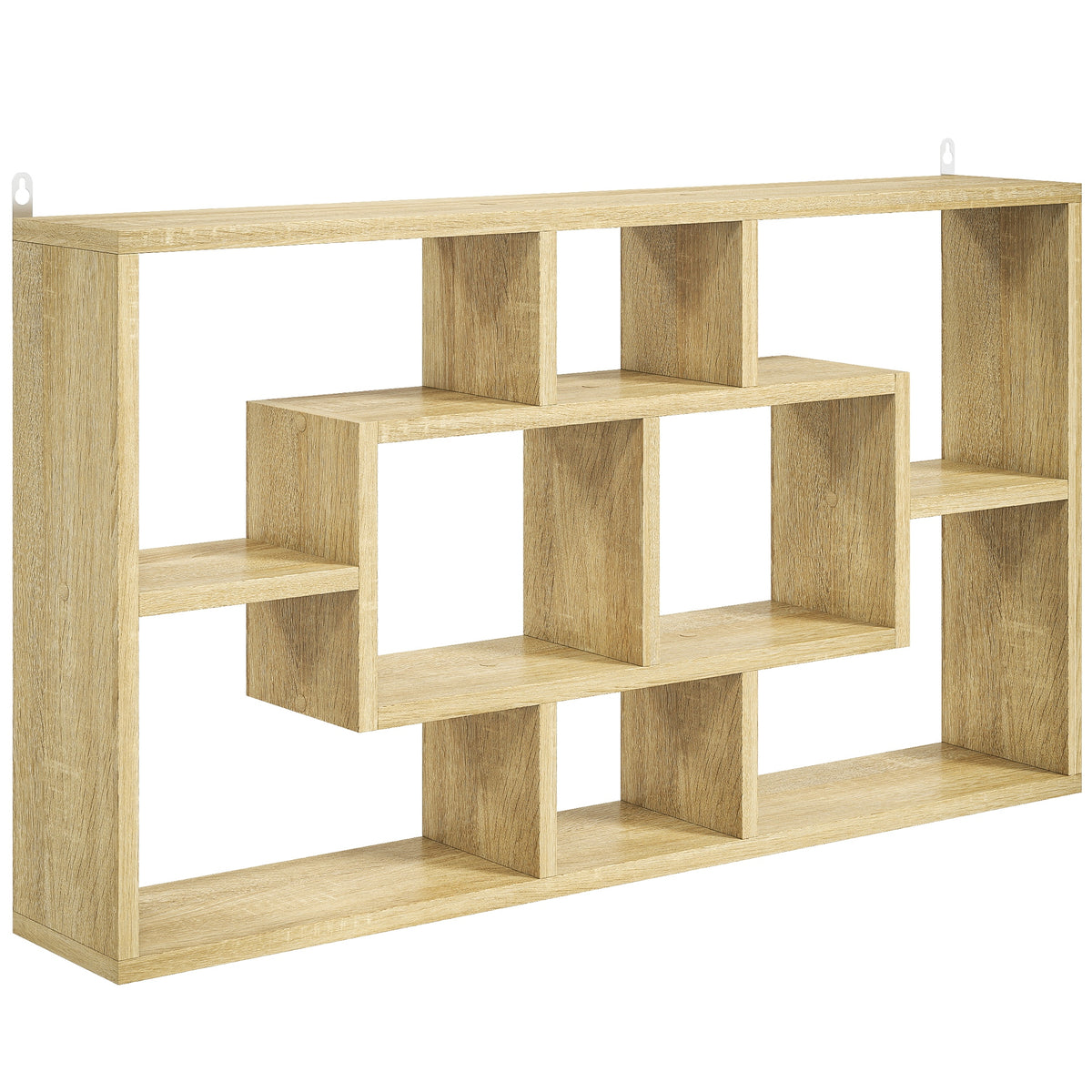Étagère murale bibliothèque 8 cubes, meuble de rangement, design moderne, 85 x 14,5 x 47,5 cm, chêne