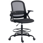 Chaise de bureau en maille, chaise d'ordinateur avec accoudoirs rabattables, hauteur réglable, repose-pieds, noir