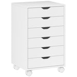 Caisson de Bureau Mobile avec 6 Tiroirs Silencieux, Caisson de Rangement sur Roulettes,  40 x 35 x 63 cm, Blanc