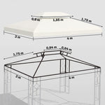 Toldo de repuesto para cenador crema 3 x 4 m