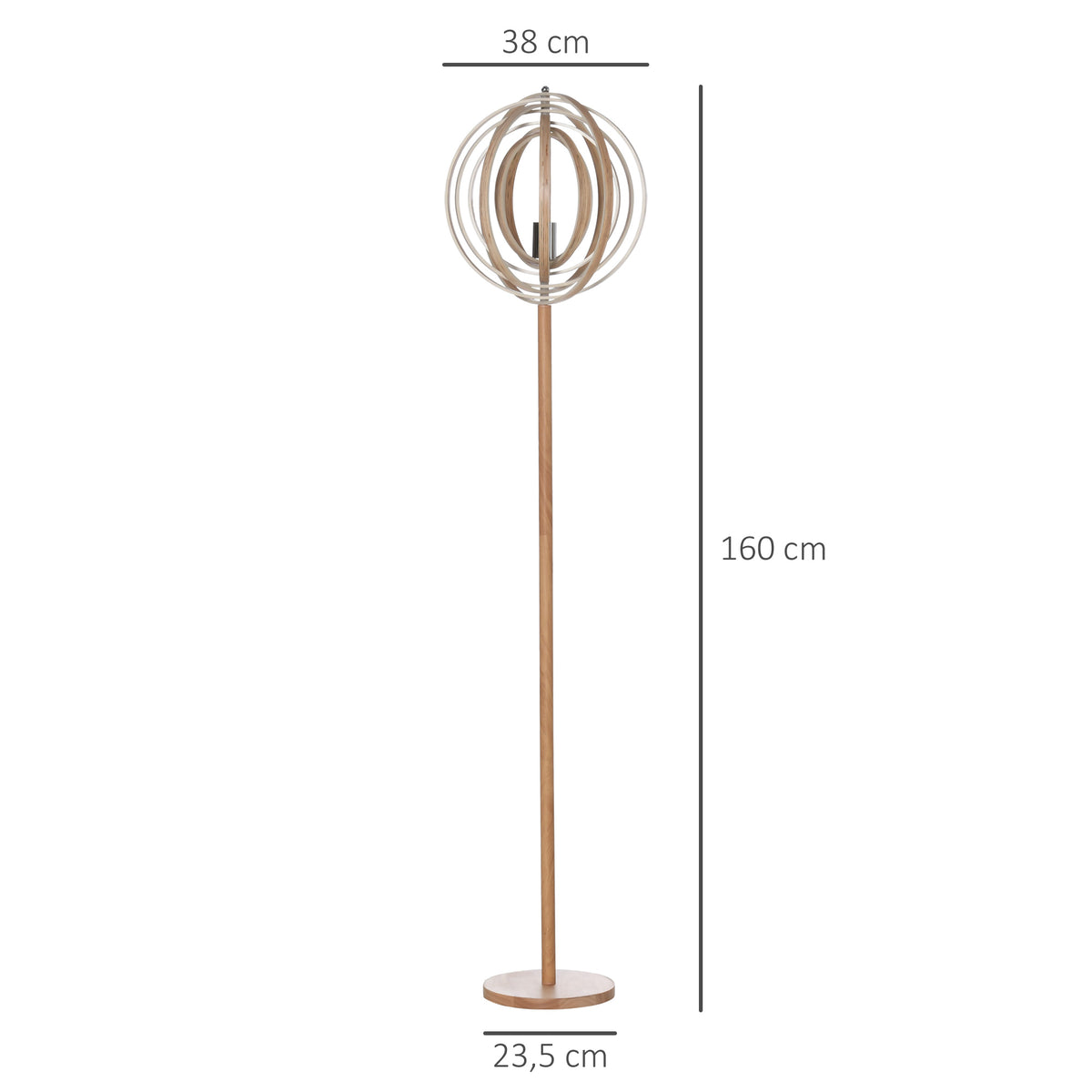 Lampadaire sur Pied Circulaire 40 W Max. Abat-Jour bois naturel clair dim. Ø 38 x 160 cm