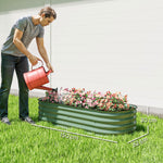 Jardinière surélevée carré potager de jardin en acier modulable légumes, plantes, fleurs, dim. 150 x 62 x 30 cm vert-2
