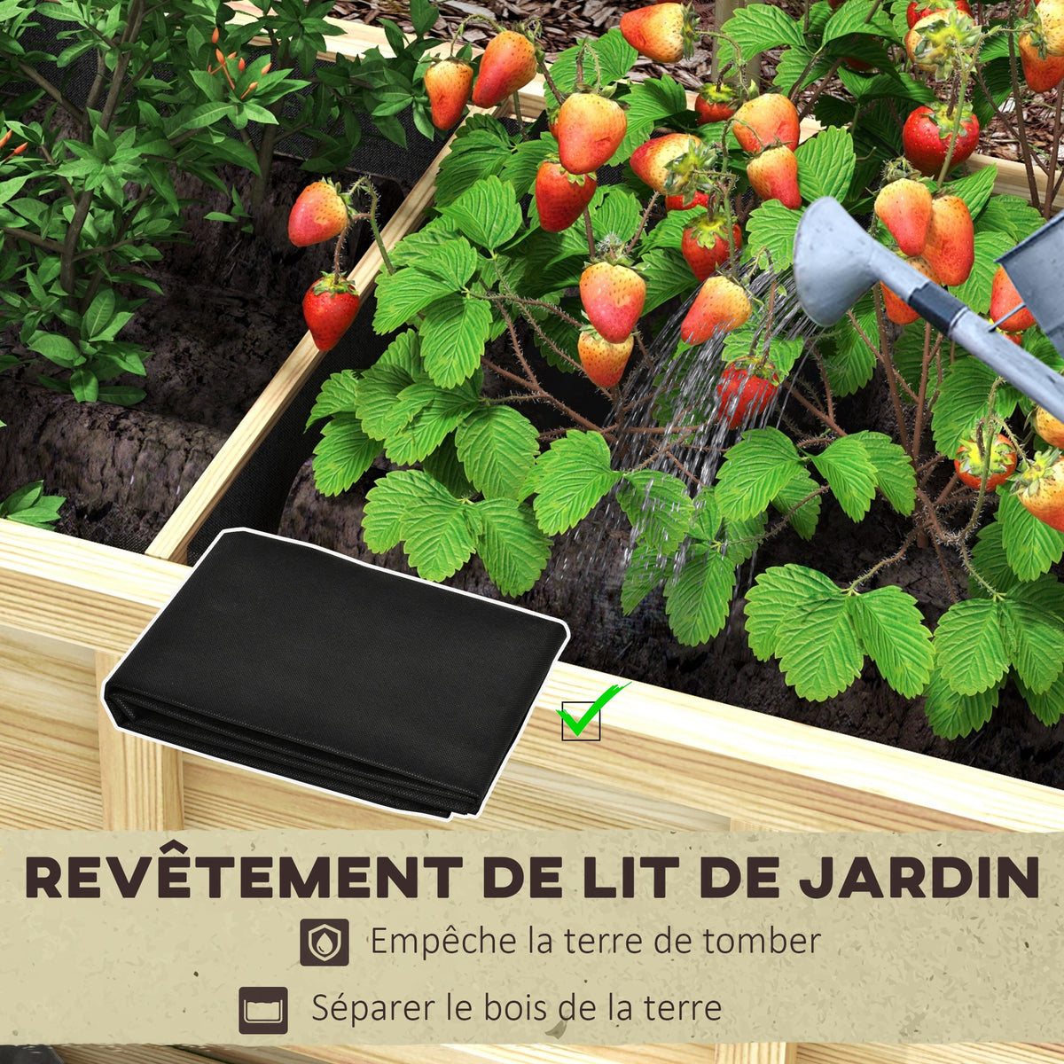 Jardinière sur pieds avec séparateur amovible, étagère, Inserts d'irrigation, feutre de drainage 115L x 46l x 75H cm