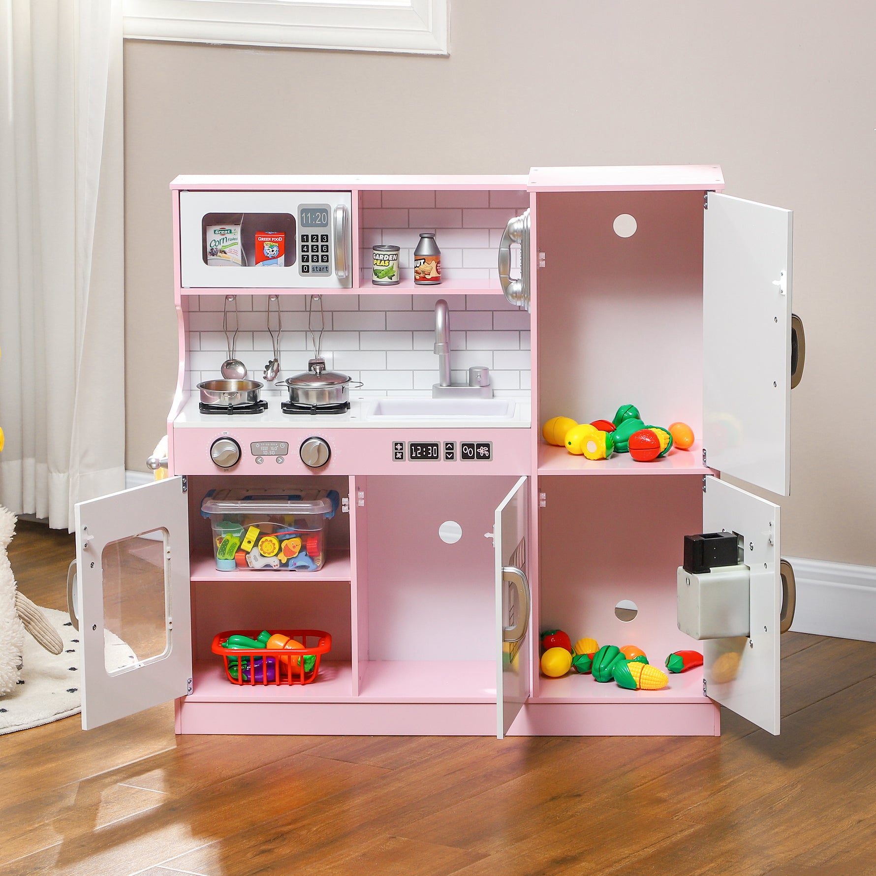 Cuisine enfant jouet d'imitation pour enfant - dinette enfant de 3-8 ans, rose