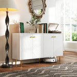 Buffet salon meuble de rangement avec étagères réglables, placards à portes, 140 x 35 x 77,5 cm, blanc