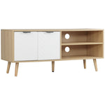 Meuble TV pour télévision jusqu'à 46 pouces design scandinave 2 portes 2 niches avec passe-câbles 110 x 39 x 48,8 cm