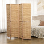 Paravent en bois séparateur de pièce closion de séparation pliable 4 panneaux en bambou 160 x 170 cm naturel clair