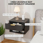 Lot de 2 tables de chevet suspendues, tables de nuit murales avec tiroir et niche, moderne, 40x34x29cm, noir