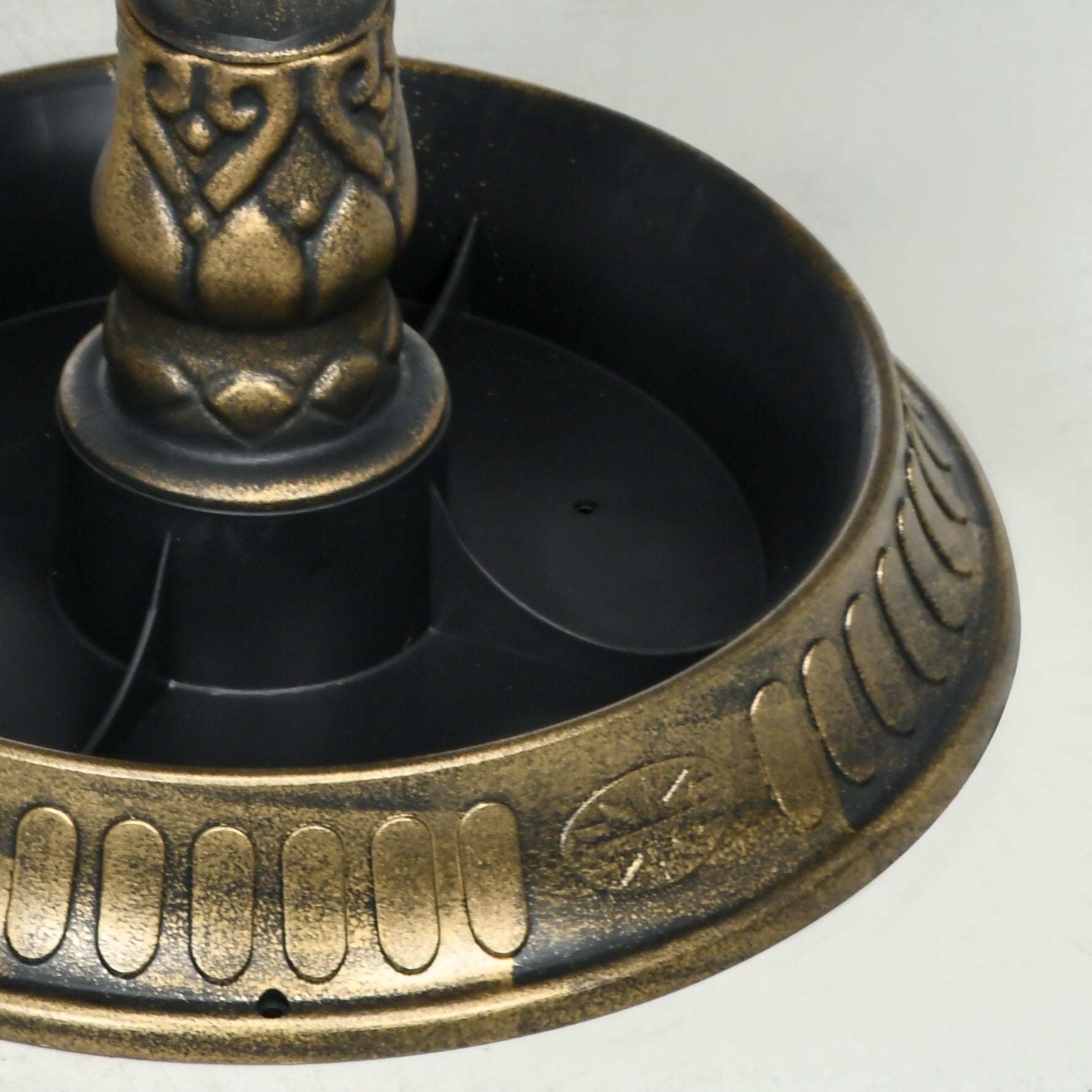 Bain d'oiseaux Abreuvoir, mangeoire pour Oiseaux jardinière 2 en 1 dim. Ø 50 x 72H cm polypropylène Bronze Antique