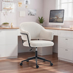Chaise bureau ergonomique, fauteuil de bureau avec hauteur réglable, pivotant 360°, 63 x 65 x 83-92 cm, crème