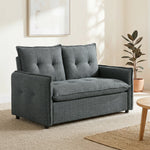 Canapé 2 places, canapé de salon moderne 131 cm avec assise rembourrée, coussins à ressorts, tissu en lin, gris foncé