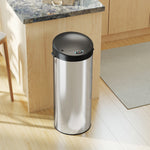Poubelle de cuisine automatique 55 L en acier inoxydable, couvercle à fermeture en douceur, 32 x 30 x 78,5 cm, argent