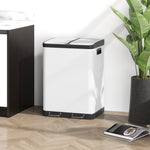 Sukaldeko zaborrontzia, 2 x 30L, metalezko pedalarekin, 2 konpartimentu, ixte leuneko estalkia, 60L, zuria