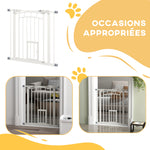 Barrière de sécurité animaux chien porte fermeture automatique sans perçage de 74 à 80 cm acier noir