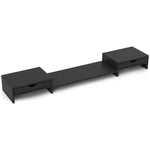 Rehausseur Écran PC Bureau, Support d'Écran d'Ordinateur de 60-116 cm avec 2 Tiroirs, Longueur et Angle Réglables Noir