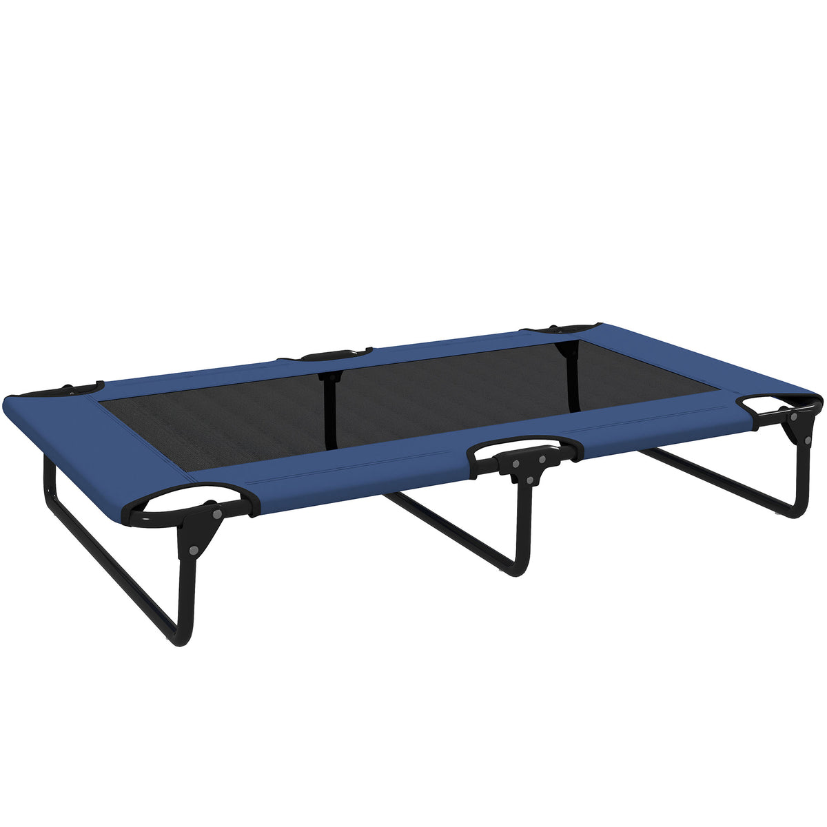 Lit surélevé pour chiens pliable rafraîchissant, lit de camp pour animaux en maille respirante 107x61x20cm bleu foncé