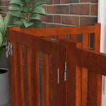 Barrière de sécurité chien pliable double face en bois, 4 panneaux avec porte, pieds de support, 205 x 60 cm, marron