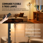 Lampadaire LED lampadaires sur pied salon dimmable 2700K-6000K 4150 lm 3 têtes rotatives Ø 25 x 170 cm noir