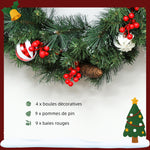 Couronne de Noël lumineuse 60 cm avec 50 LED, minuterie, 146 pointes, pommes de pin, baies, boules décoratives, vert