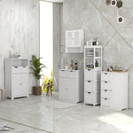 Meuble de salle de bain, meuble de rangement avec 2 tiroirs, niche, placard avec porte, étagère réglable, armoire de salle de bain, cuisine, salon, 60 x 30 x 109 cm, blanc