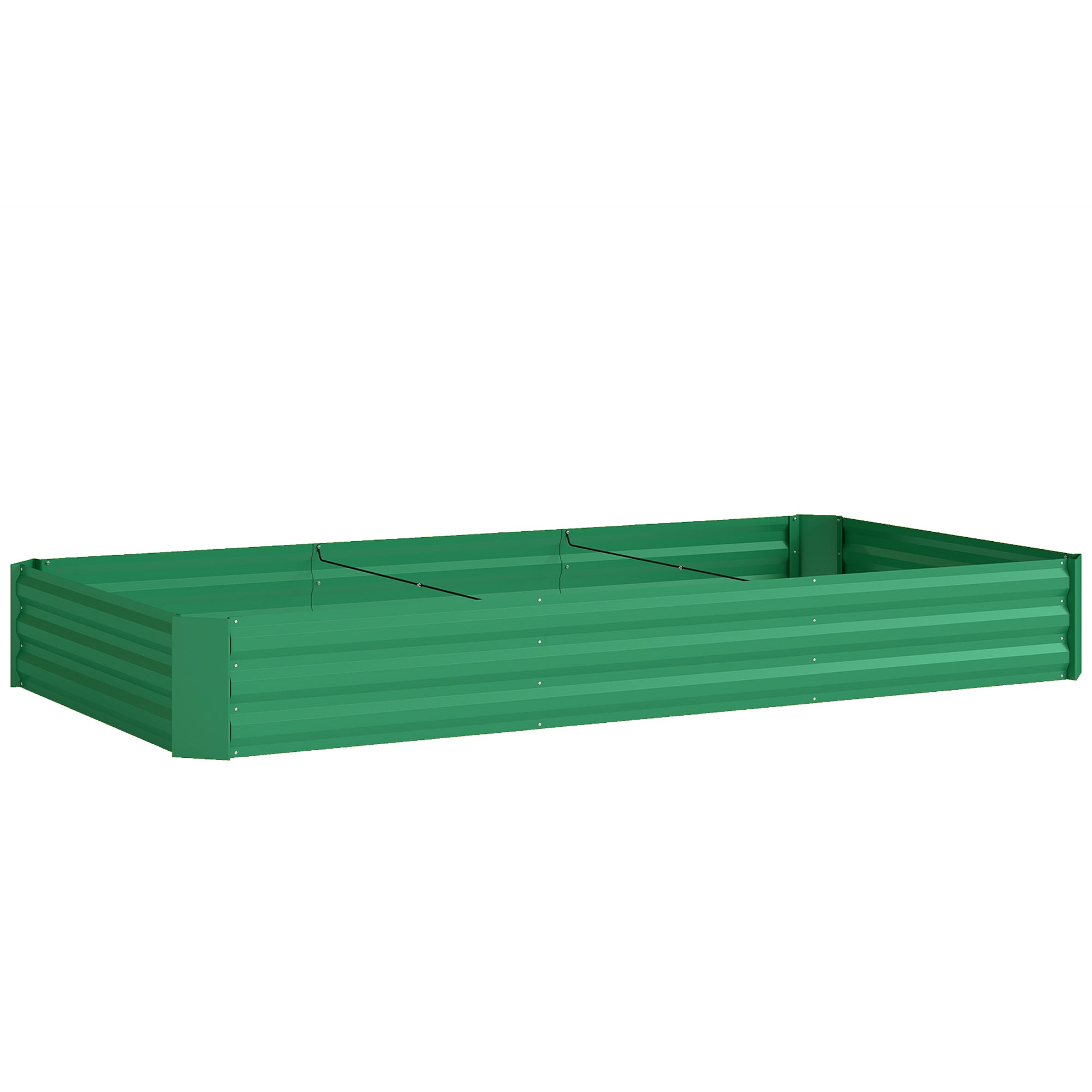Jardinière extérieure carré potager galvanisée avec bordure de sécurité et fond ouvert 240 x 120 x 30 cm vert-0