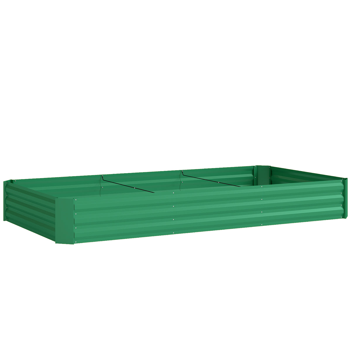 Jardinière extérieure carré potager galvanisée avec bordure de sécurité et fond ouvert 240 x 120 x 30 cm vert-0