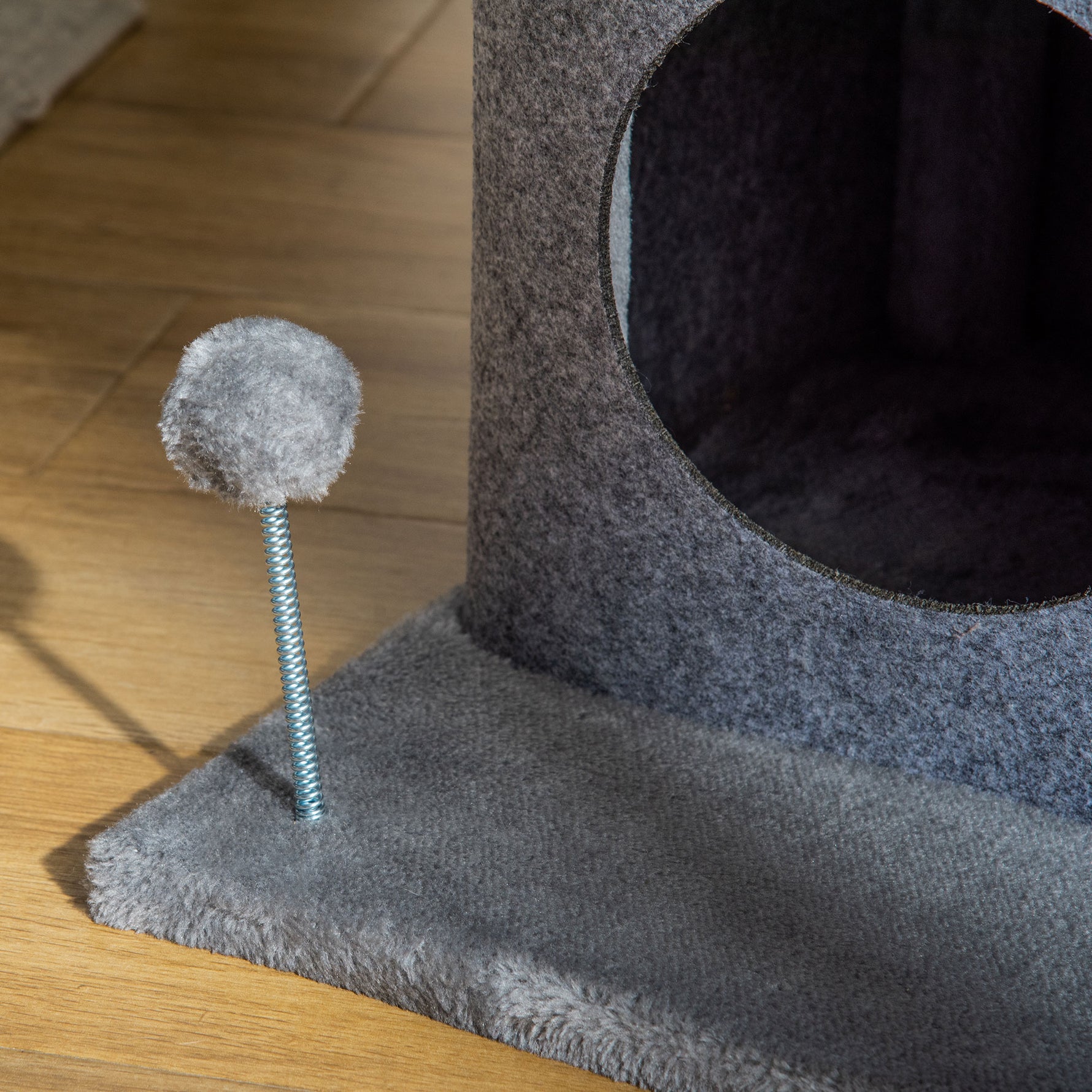 Arbre à chats design cosy chic multi-équipements centre d'activités niches plateformes lit jeu boule feutres amovibles lavables panneaux de particules peluche courte 48 x 48 x 100 cm gris