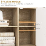 Bibliothèque scandinave 4 niches + 2 placards avec étagère dim. 80L x 24l x 123H cm Pieds effilés inclinés Bois Massif Chêne